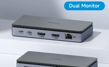 Hagibis USB C 도킹 스테이션, C타입 to 듀얼 4K HDMI 호환 100W PD USB 3.0 허브, RJ45 트리플 디스플레이, 맥북 노트북 아이패드용