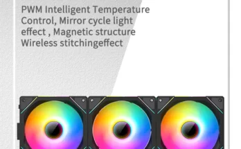 TEUCER JM-1 PC 냉각 케이스 선풍기 ARGB 미러 사이클 조명 효과, 무선 스티칭 PWM 수냉, 360mm CPU 쿨러 선풍기